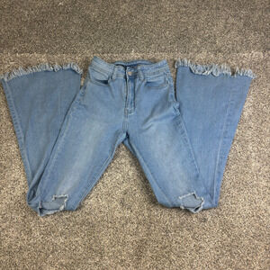 HY Fashion Womens Ultra Flare Jeans Bell Bottom Light Wash Size Small High Waist